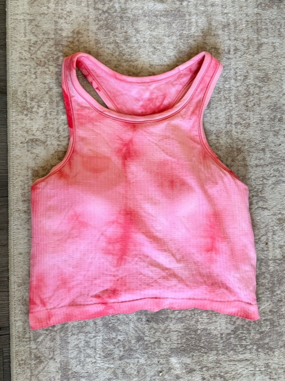 Lululemon Ebb to Street Cropped Racerback Tank Top *Marble Dye Pink